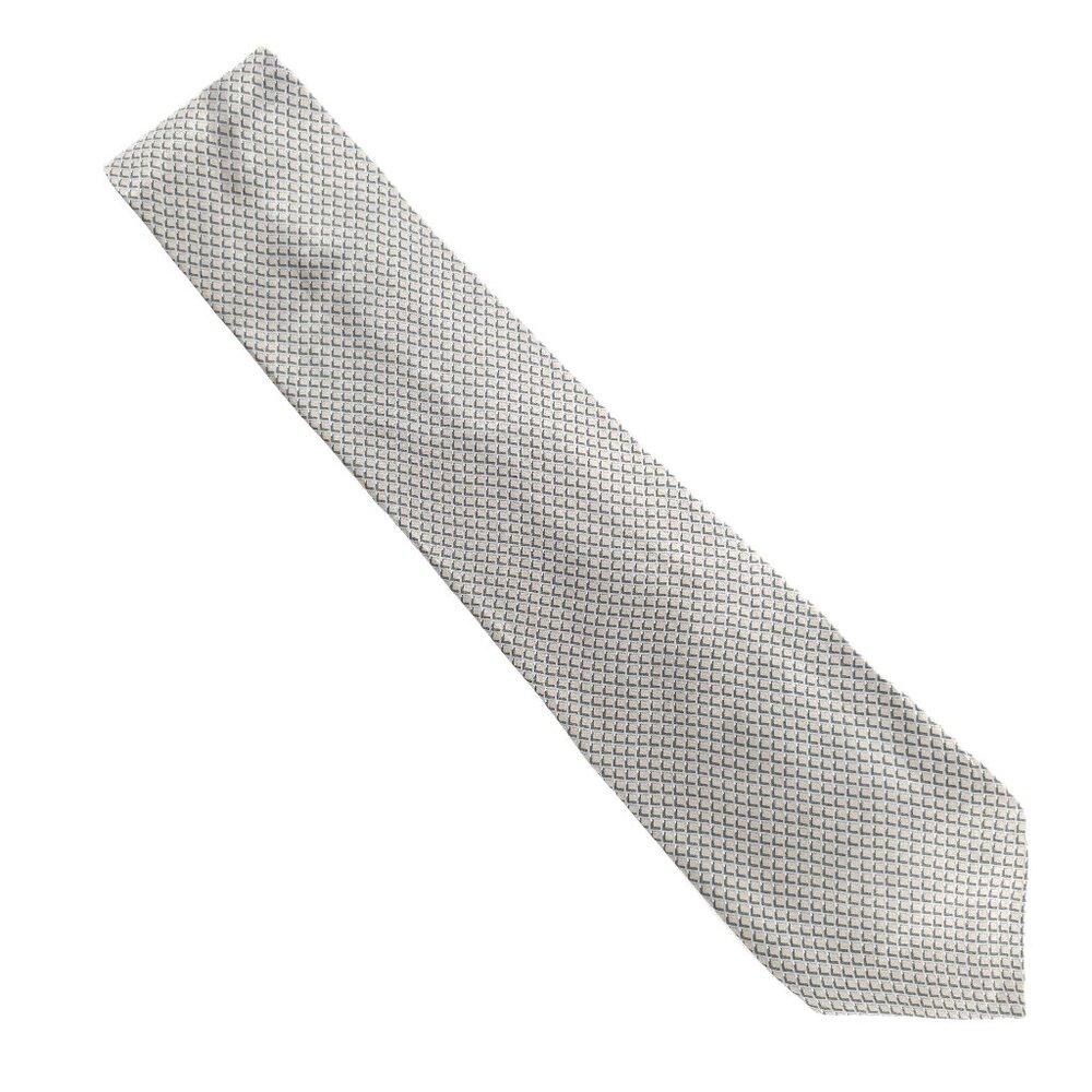 NEO bill blass Men Necktie 100% Silk Geometric Beige Gray Size 60x3.75 - NWOT